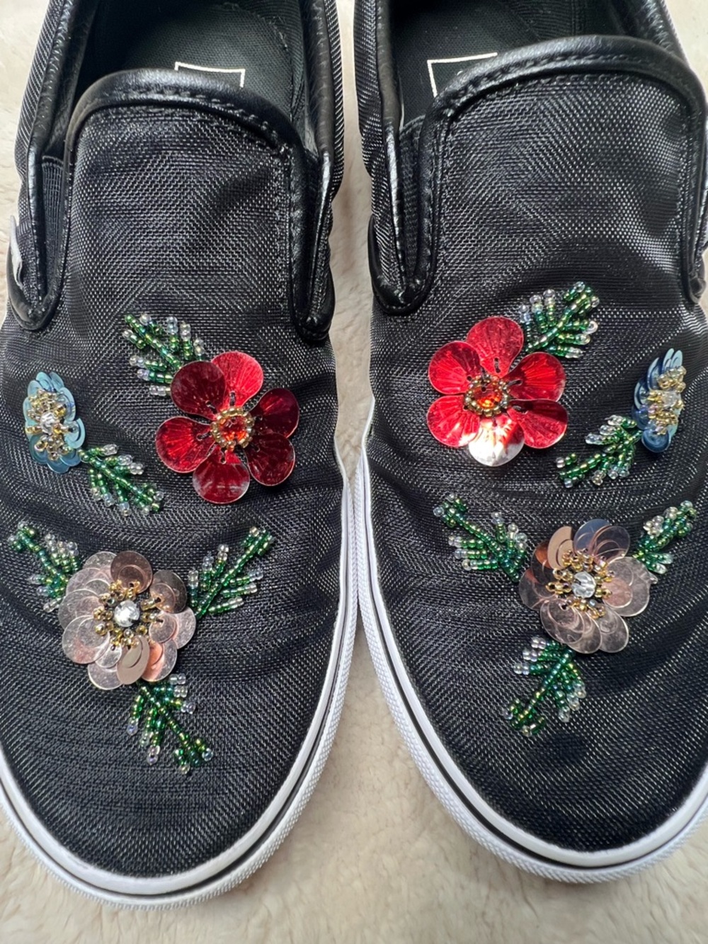 Vans Womens size 10.5 Floral Sequins Slip-On Shoes - Picture 7 of 7